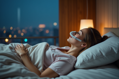 Femme endormie paisiblement dans une chambre moderne