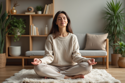 Femme d'âge moyen en détente dans un cabinet de thérapie