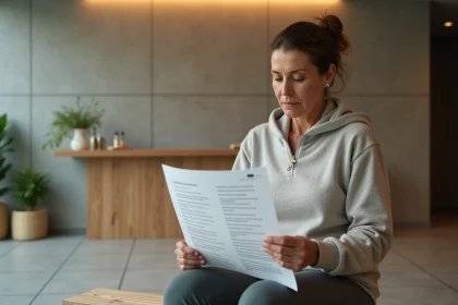 Femme d'&acirc;ge moyen en tenue de sport dans un centre thermal