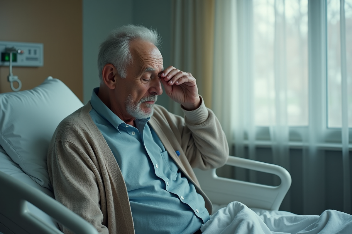 Homme âgé en chambre d