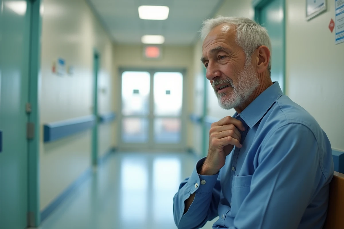 Homme anxieux dans un couloir d