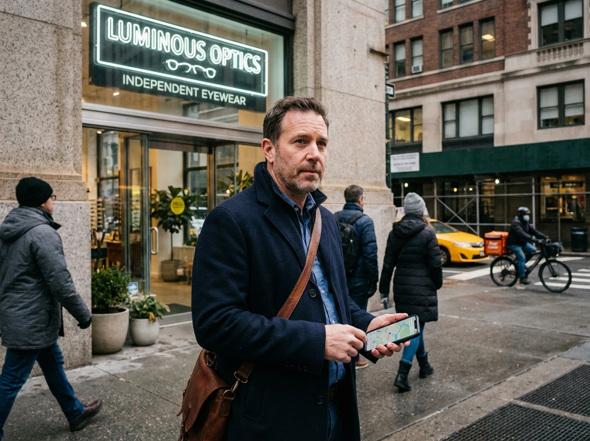 Homme regardant une carte sur son smartphone dans la rue