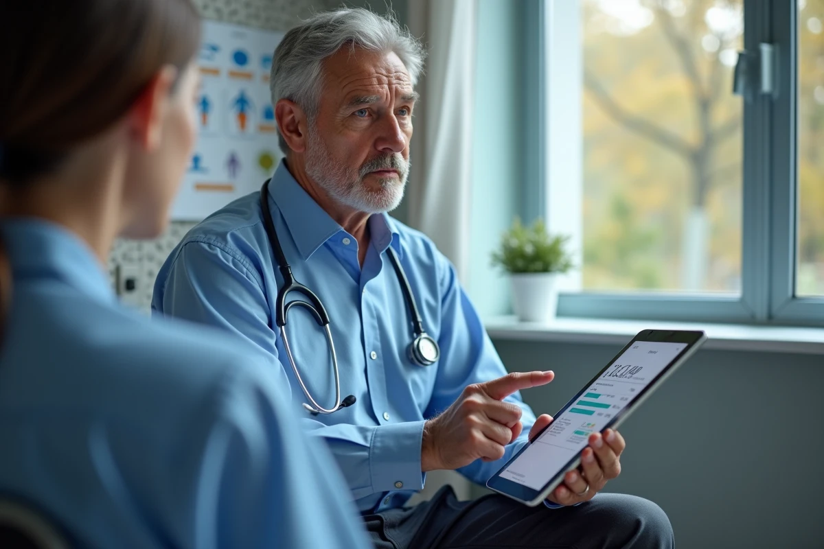 Medecin expliquant le seuil CA 199 &agrave; un patient