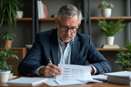 Psychiatre homme en bureau avec formulaire d'evaluation